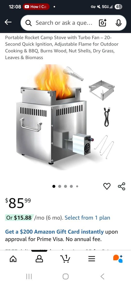 Multifuel Rocket Stove W/usb Powered Fan!