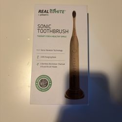 Primal Life Organics - New Real White Sonic Vibration Toothbrush, Bamboo Charcoal Infused Brush, eco-Friendly, Non-GMO