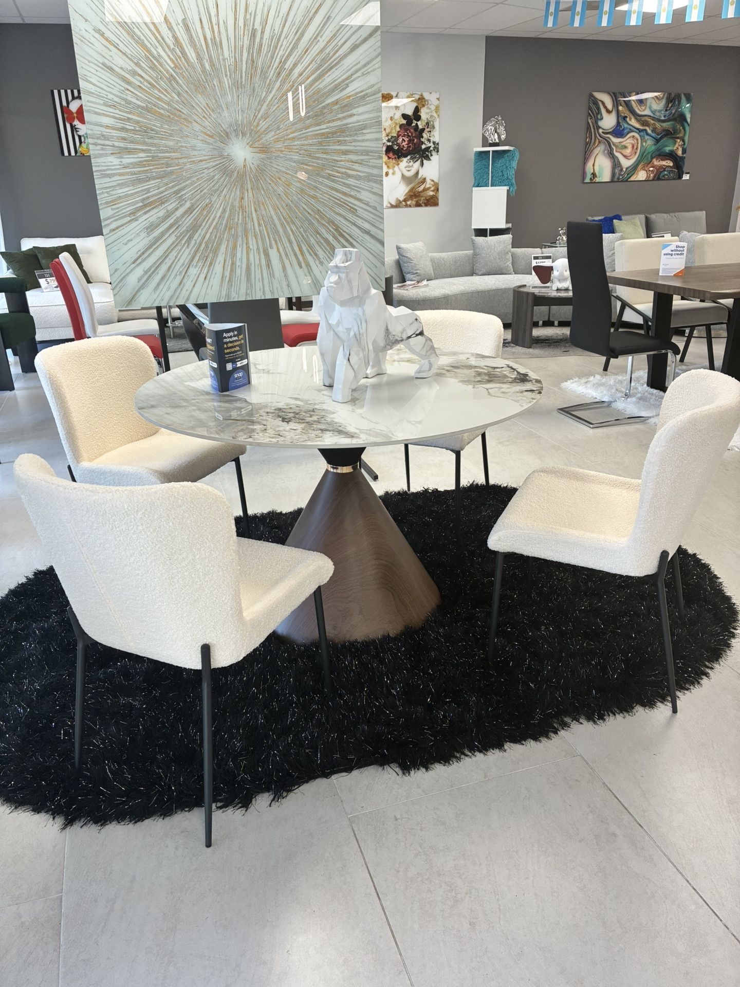 New Dining Table Set 5 PCs Marble