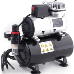 Timbertech Professional Piston Airbrush Compressor with Cooling Down Fan ABPST08 Airbrush Mini Compressor Oil-Less Quiet Spraying Air Compressor with 