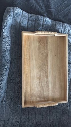 Threshold wood and rattan serving tray from Target