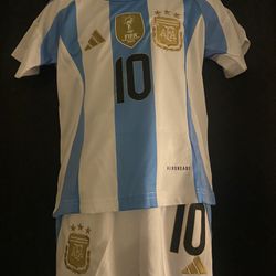 Kids Adidas Argentina Lionel Messi #10 2024 Home Jersey Copa America 2024
