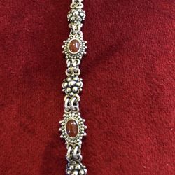 Silver Bracelet With Red Stone 