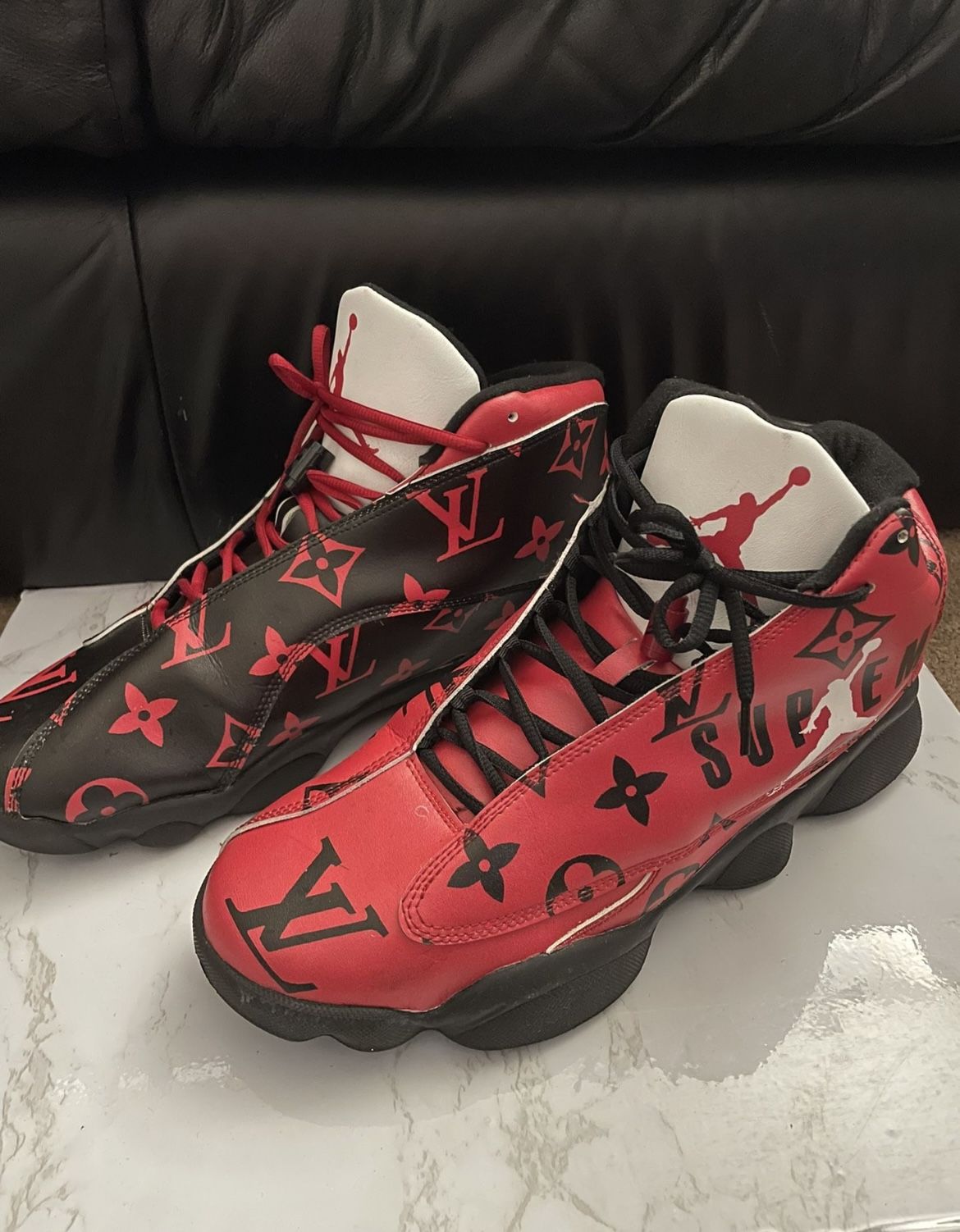 Men’s Custom Louis Vuitton Supreme Jordan 12’s