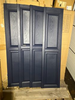 Brand New 15”x 59” Raised Panel Shutters in Dark Navy (2 pairs)
