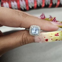 Silver and Aquamarine Ring