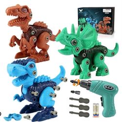
FREE TO FLY Kids Toys Stem Dinosaur Toy: Take Apart Toys for Kids 3-5 Learning Educational Building Sets with Electric Drill Birthday Gifts for Toddl