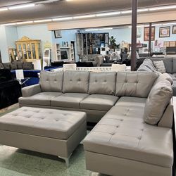 🥳Hot Deal🥳Brand New 2pc Leather Sectional With Ottoman $899, Finance Available, Delivery Available 