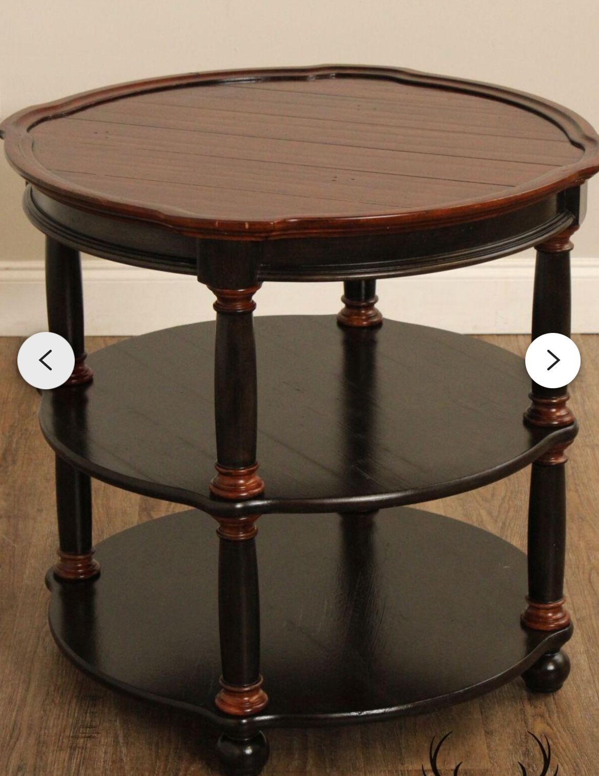 Hekman Round Two-Tone Three-Tier Library Side Table