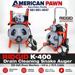 K-400 Drain Cleaning Snake Auger 120-Volt Drum Machine with C-32IW 3/8 in. x 75 ft. Cable 