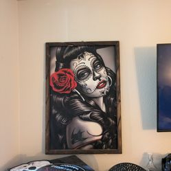 Day Of The Dead Canvas And Marilyn Monroe Picture With Frame