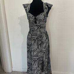 Band of the Free Geometric Midi Dress - Black & White - Size S