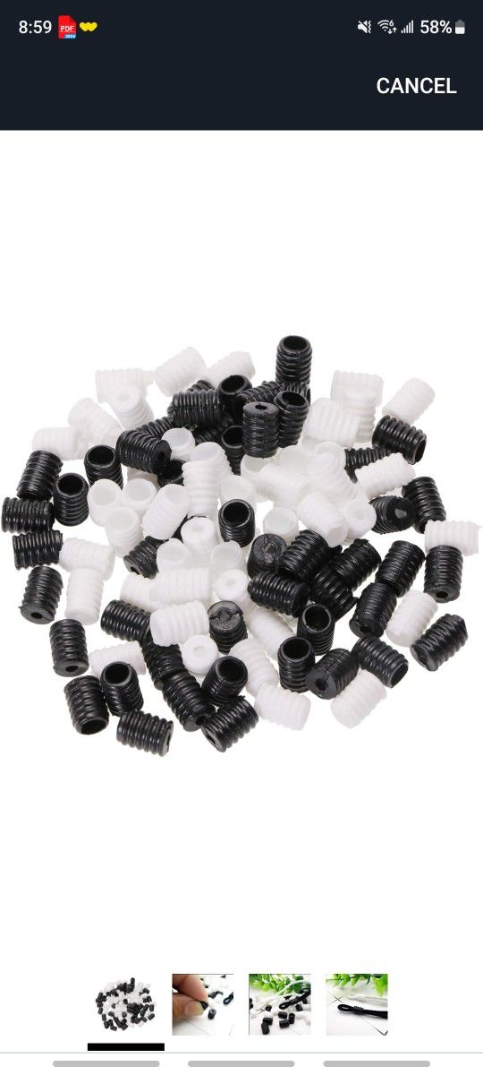 Penta Angel Cord Locks Toggles 100Pcs Black & White Silicone Adjustable Non Slip Stopper Soft Plastic Round Elastic Adjustable Buckle for Drawstring R