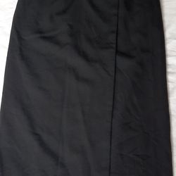 Anne Klein Black Wool Wrap Around Skirt With Pockets Size 10