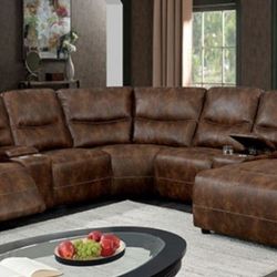Brand New Brown Super Plush Power Reclining Sectional Sofa 