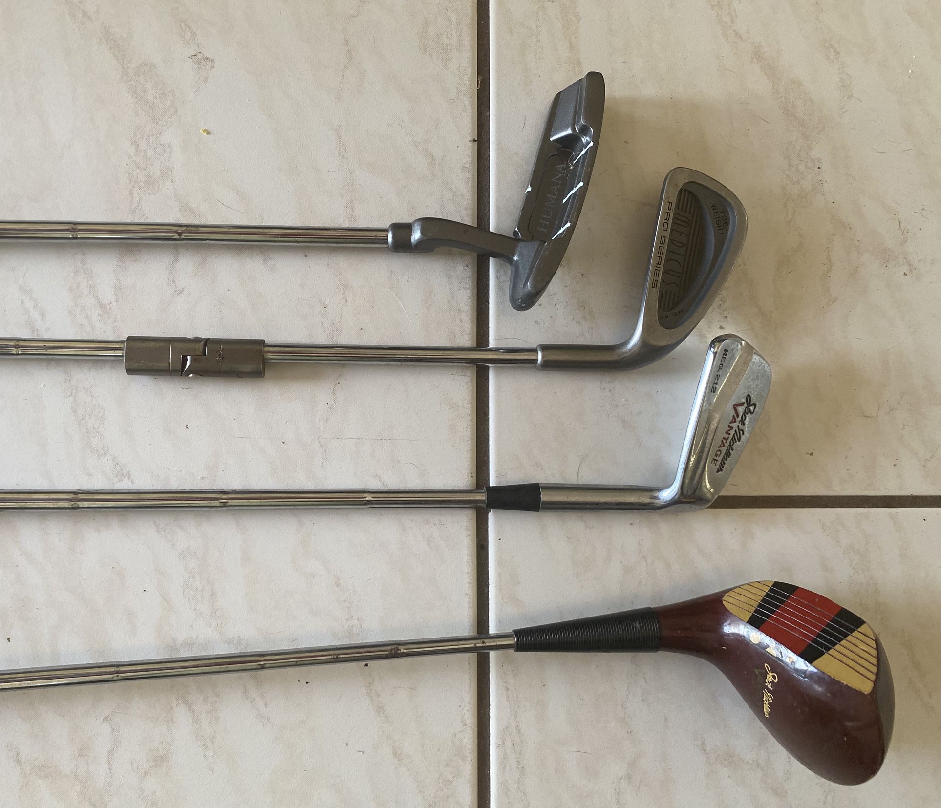 Golf clubs, golf medallion, metal art