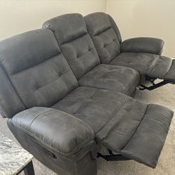 Dark Grey Reclining Couch 
