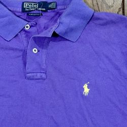 🫠PURPLE Yellow Mens X-LARGE Ralph Lauren POLO Short Sleeve Collared Button Dress Work Shirt XL