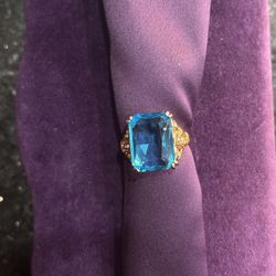 Custom ring with blue and white stones  Size 8