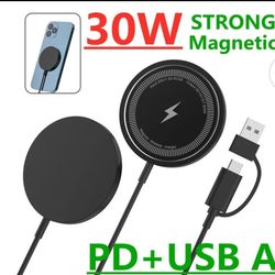 30W Magnetic Wireless Charger Fast Charging 
Pad Stand for iPhone 14 13 12 Pro Max 
Airpods PD Macsafe Phone Chargers Dock   Station