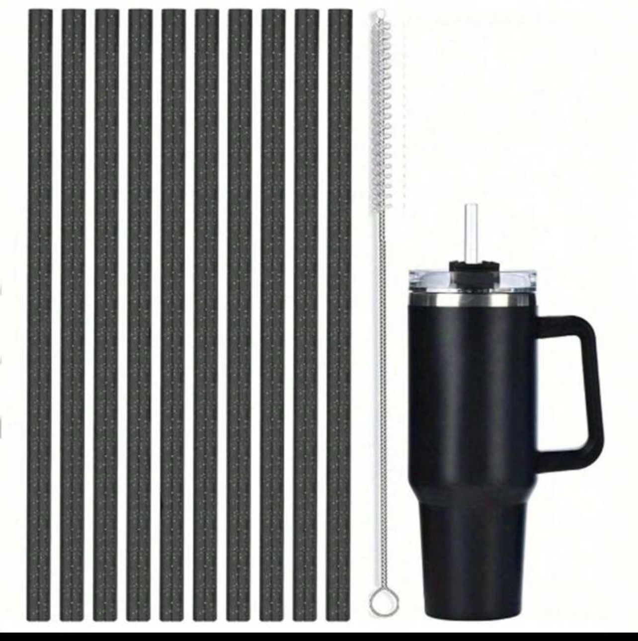 12pcs, Straw, Reusable Clear Plastic Glitter Straws
