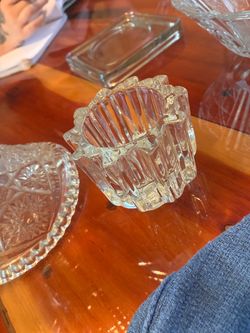 Clear Cut Glass Votive Candle Holder
