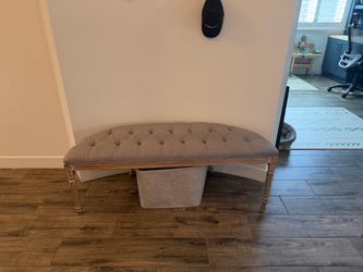Tufted Upholstered Bench with Wood Legs