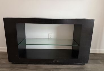 Black Console Table with Glass Shelf