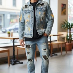 Men Jeans Set With Gold 