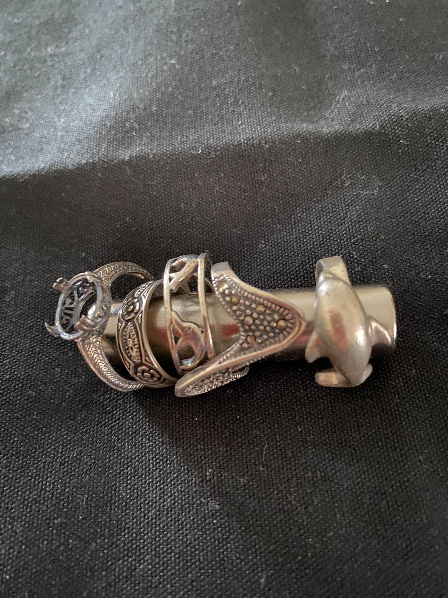 Five Sterling Silver Rings 925