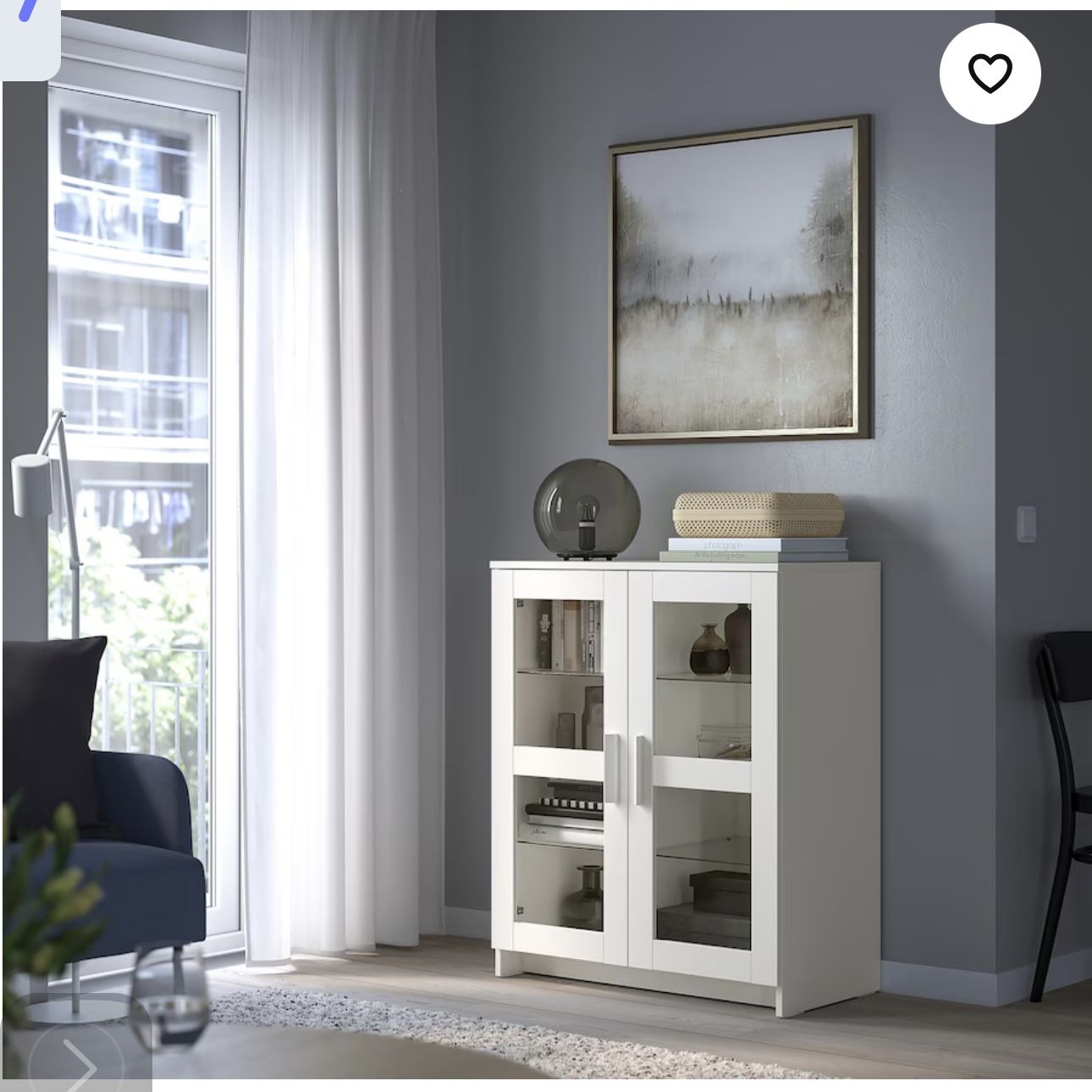 BRIMNES Cabinet with doors, glass/white, 30 3/4x37 3/8 "