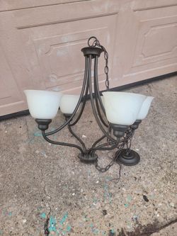 5 -Light Oil-rubbed Bronze LED Etched glass Metal Chandelier
