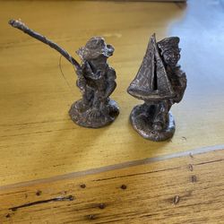 Two Vintage Pewter Miniature Figurines 