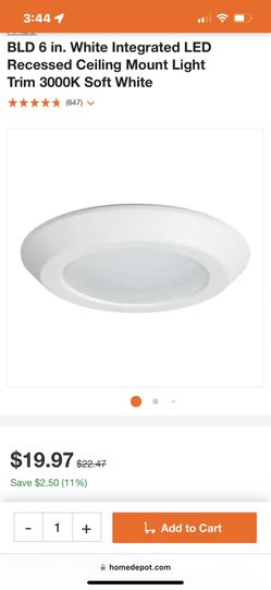 HALO BLD 6 in. White Integrated LED Recessed Ceiling Mount Light Trim 3000K Soft White