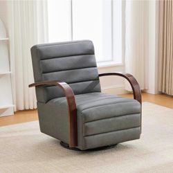 30.3" W Swivel Modern Boucle Upholstered Accent Chair with Solid Wood Armrests