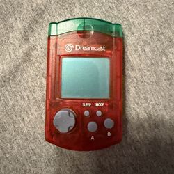 Complete Sega Dreamcast Red VMU Visual Memory Card W/Cap Clean Tested Works Completed