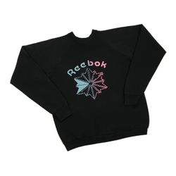 VINTAGE REEBOK SWEATSHIRT LARGE L MENS BLACK CREWNECK PULLOVER BIG LOGO IVERSON
