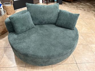 Giles Green 360° Swivel Chenille Upholstered Barrel Accent Arm Chair, Full Foam Sleeper Single Sofa