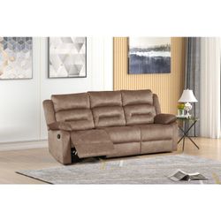 SOFA COUCH MANUAL RECLINER TAN FABRIC