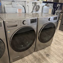 LG ThinQ Mega Capacity Washer And Dryer Set Electric With Warranty 