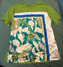 Women's Floral Print Short Sleeve Top Medium