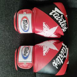 Fairtex Red Real Leather Boxing Gloves Handmade Used In Great Condition