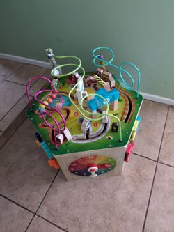 Kids toddler wooden activity center dexterity toy large