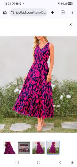 BTFBM Women Summer Dresses Casual Sleeveless Floral Maxi Dresses (Pink, M)