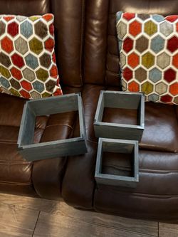 Set of 3 Gray Wooden Nesting Boxes