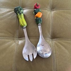 Vintage Vegetable Handle Serving Utensils 