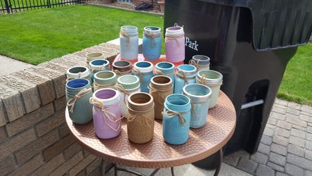 Pint size chalk painted jars, each