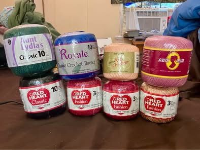 100% Mercerized Cotton Crochet Thread Lot Of 8 — Red Heart, Aunt Lydia’s & More