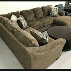 💫 Huge Chocolate Brown Large Couch Sectional With Chaise ☄️ $39 Down Payment💥 Brand New⚡️ Delivery Available👌