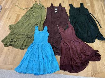 Womens Bohemian Style Embroidered Sleeveless Maxi Dress - 7 Pcs (New)